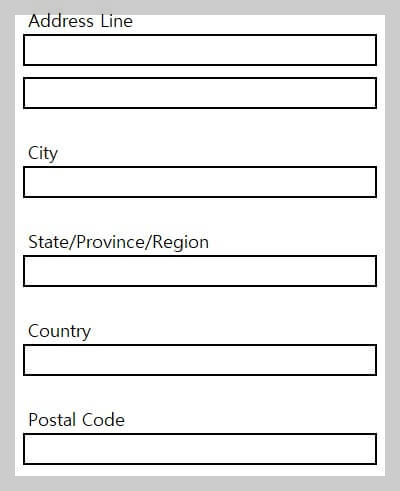 영문/영어 주소 입력 양식1