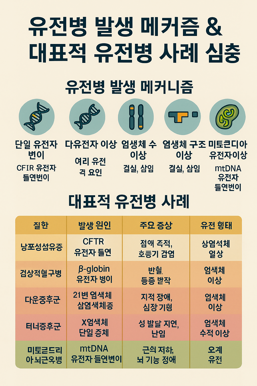 유전병 발생 메커니즘과 대표 질환 사례관련 이미지