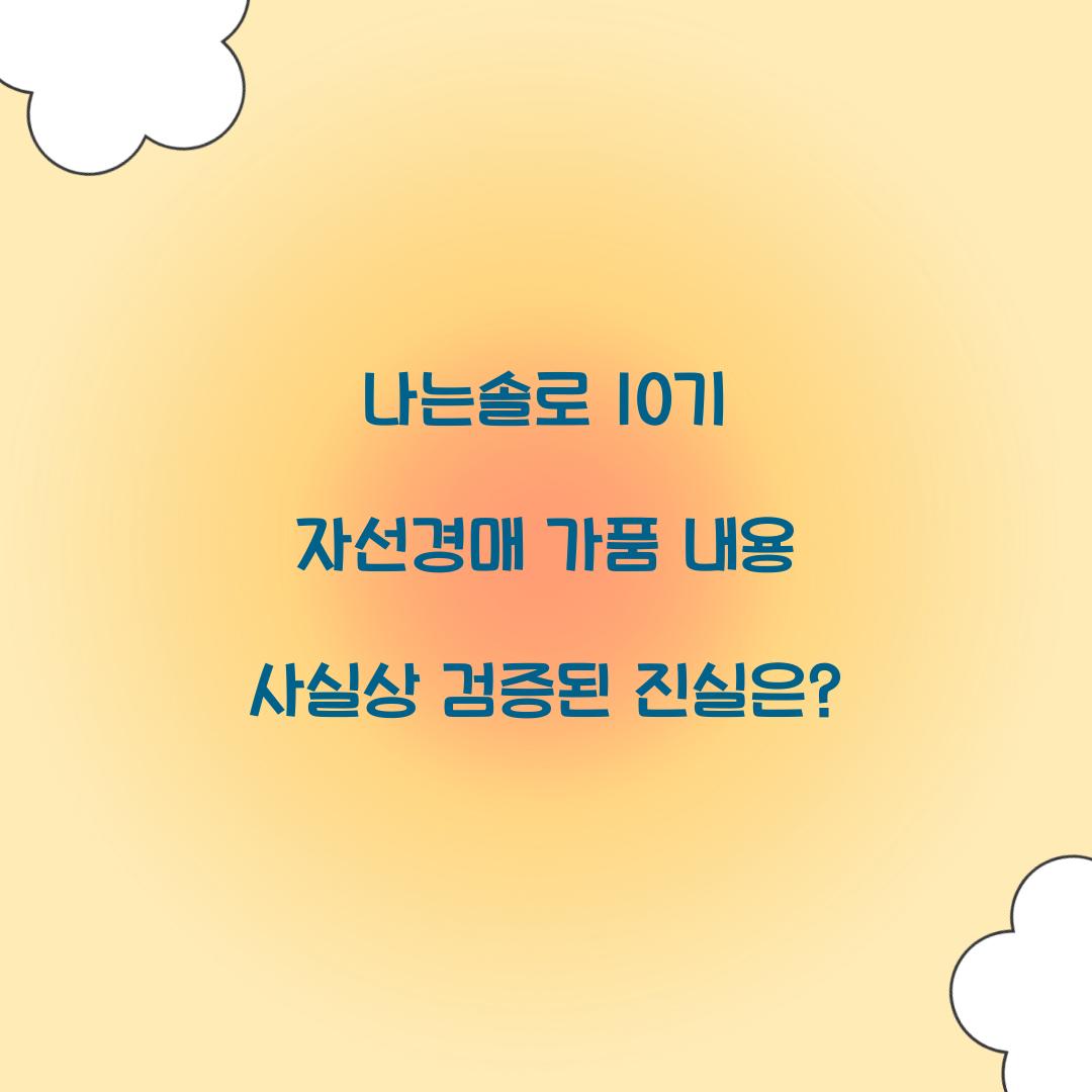 나는솔로 10기 자선경매 가품 내용
