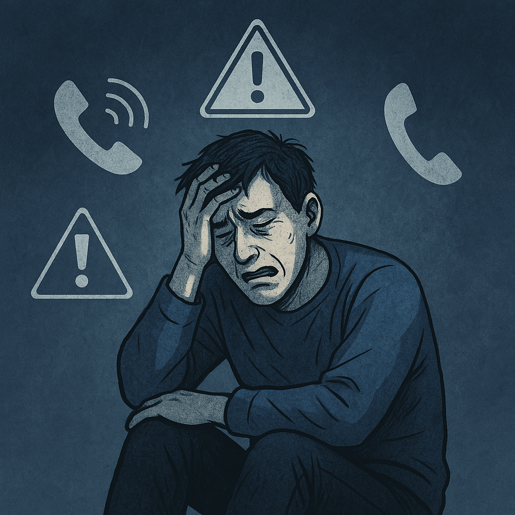 보이스 피싱으로 힘들어하는 모습