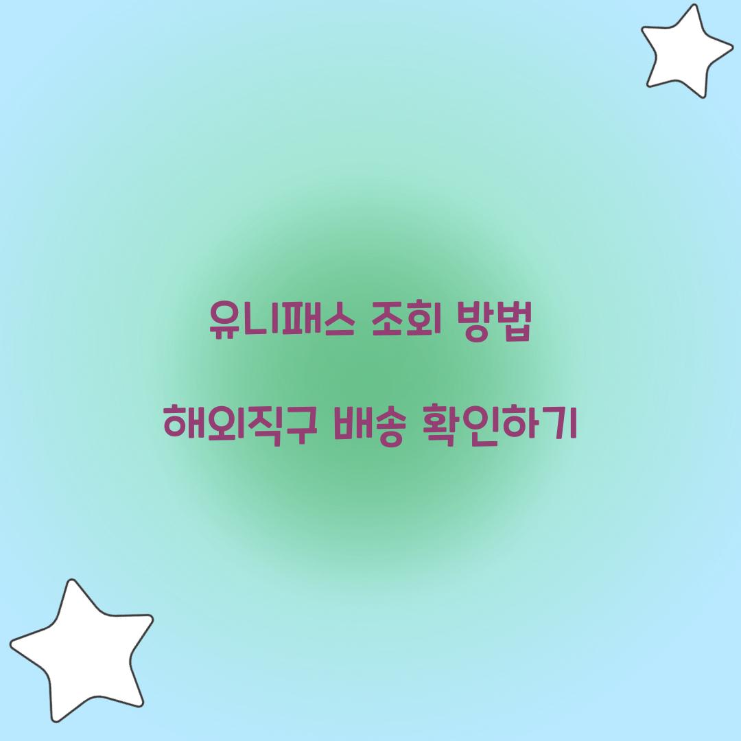유니패스 조회 방법