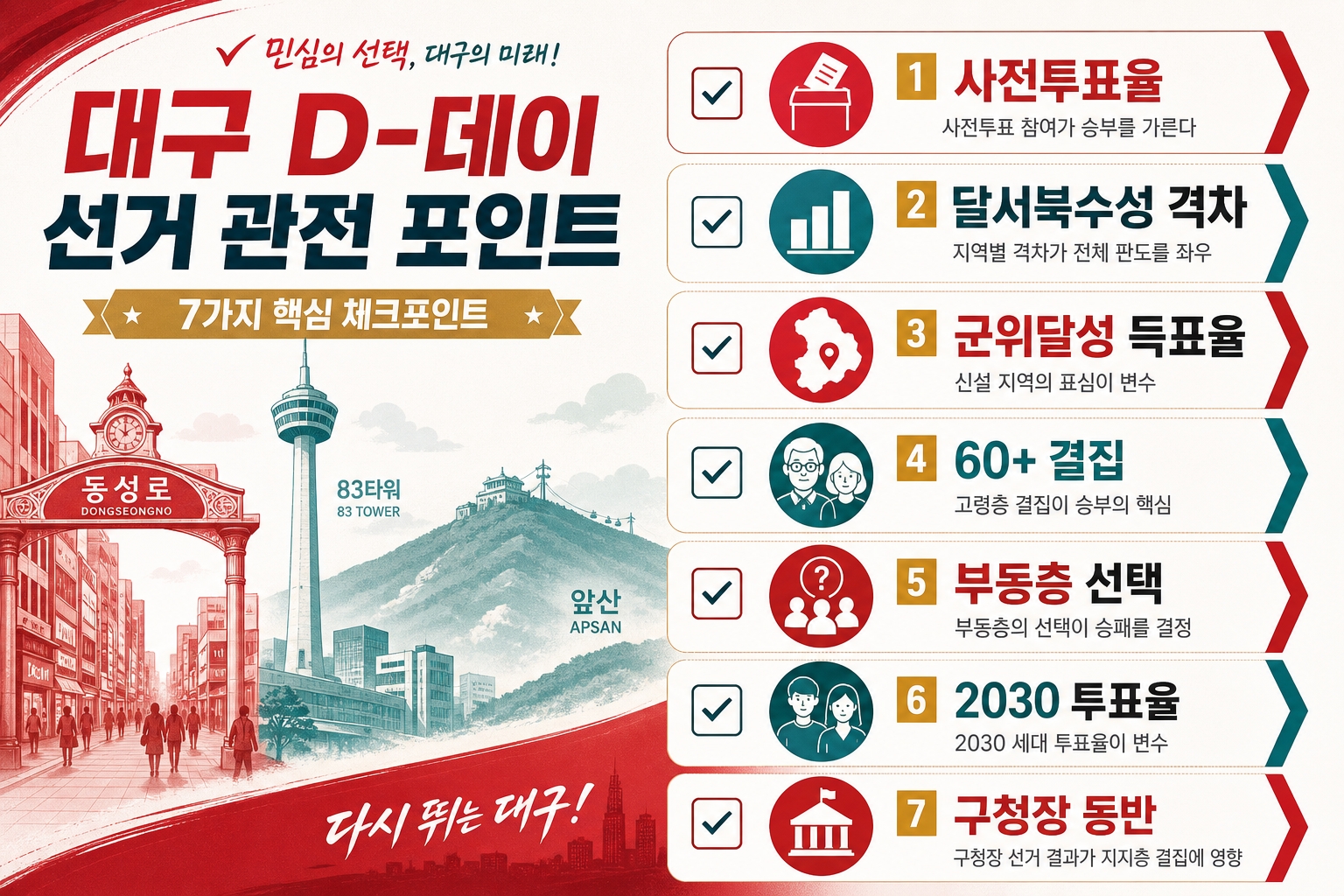 대구 D-Day 관전 포인트 7가지 체크리스트 TK 신공항 보수 결집