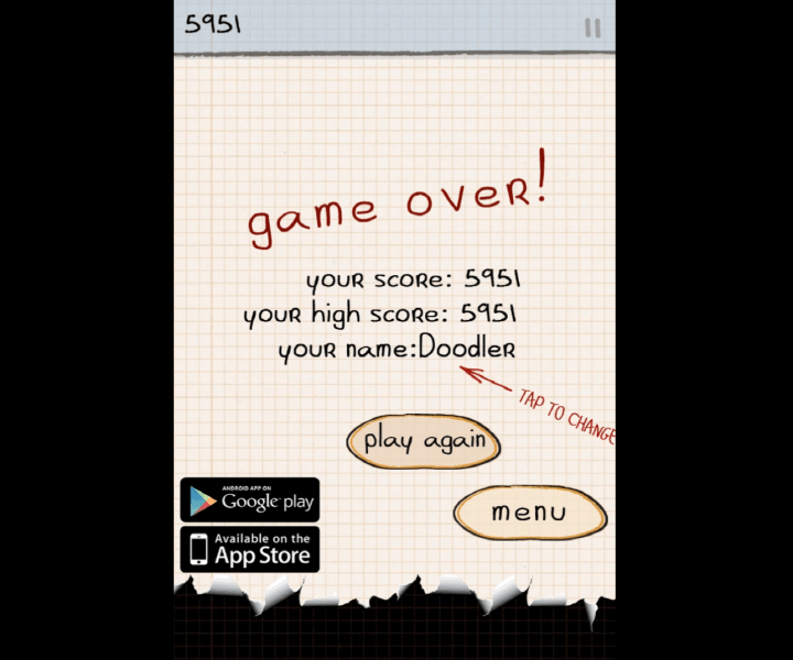 두들점프-무료게임-종료-화면