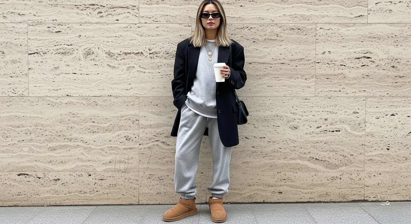 어그 부츠 조거 팬츠 코디