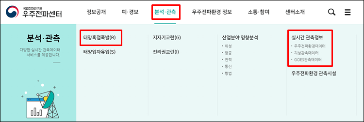 우주전파센터-홈페이지