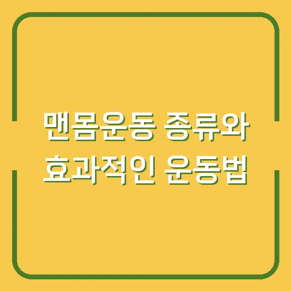 맨몸운동 종류와 효과적인 운동법