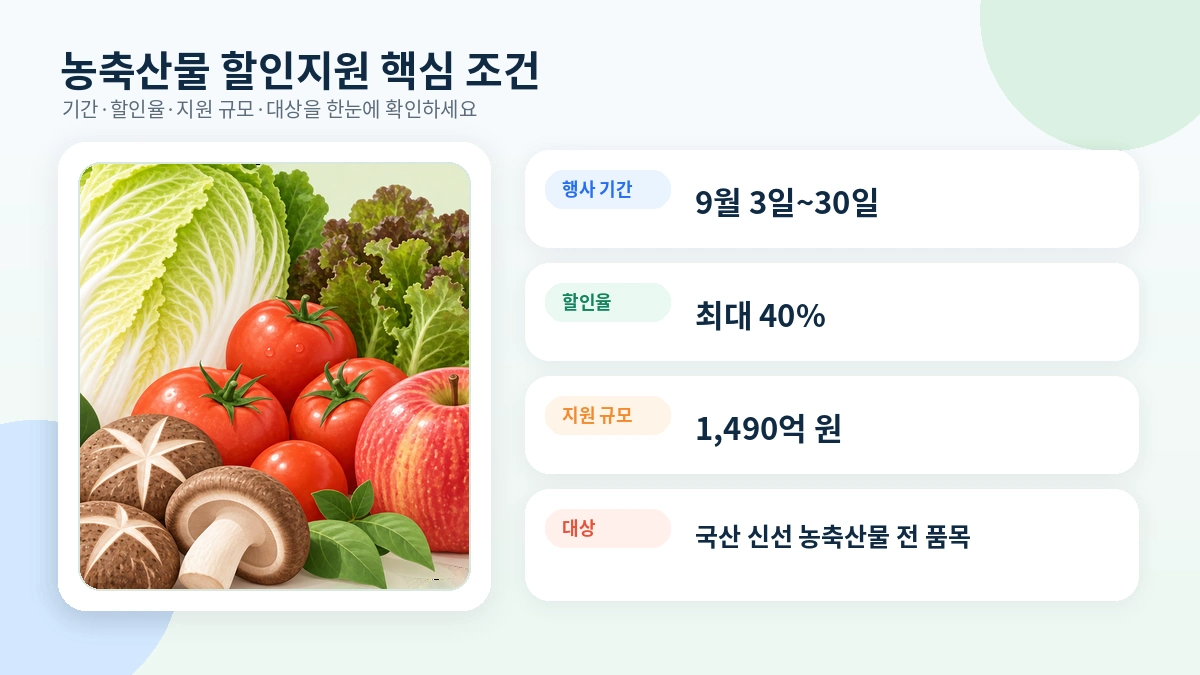 추석 농축산물 할인 기간과 지원 규모 안내