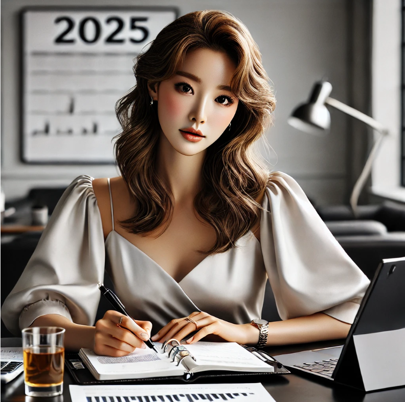 여러 재테크 비교하는 30대 미혼 여성 이미지