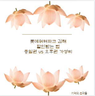롯데워터파크 김해 할인받는 법 종일권 vs 오후권 가성비 비교