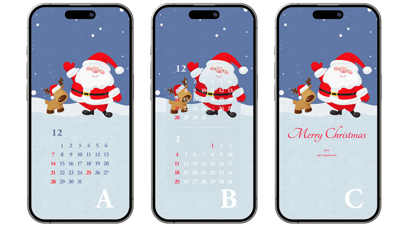 06 루돌프와 산타 일러스트 ABC - 2025년12월 아이폰배경화면