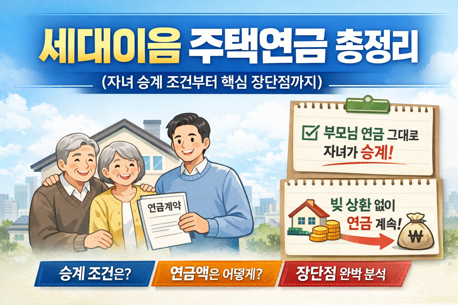 세대이음 주택연금 총정리 (2026년 6월 신설 : 자녀 승계 조건부터 핵심 장단점까지)