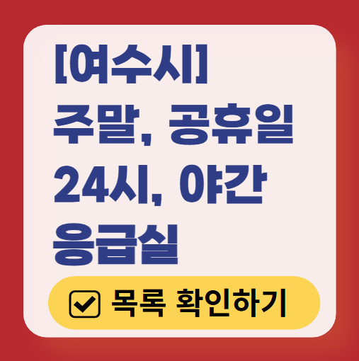 여수시 응급실 운영 병원 리스트 ❘ 주말, 토요일, 일요일, 공휴일 응급의학과 ❘ 24시 야간 응급진료 가능한 곳