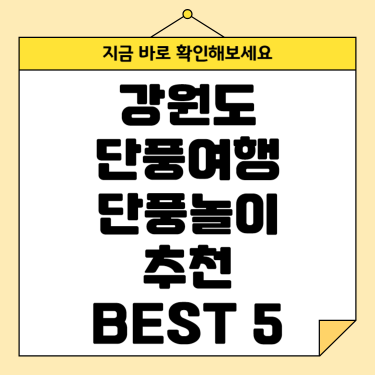강원도 단풍여행 단풍놀이 추천 BEST 5