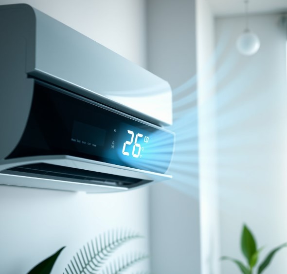 에어컨 실내 적정 온도가 26도로 설정되어 있습니다.