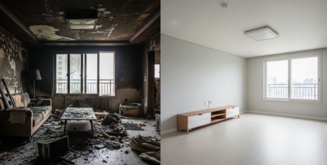 울진 화재청소 후 복구 인테리어