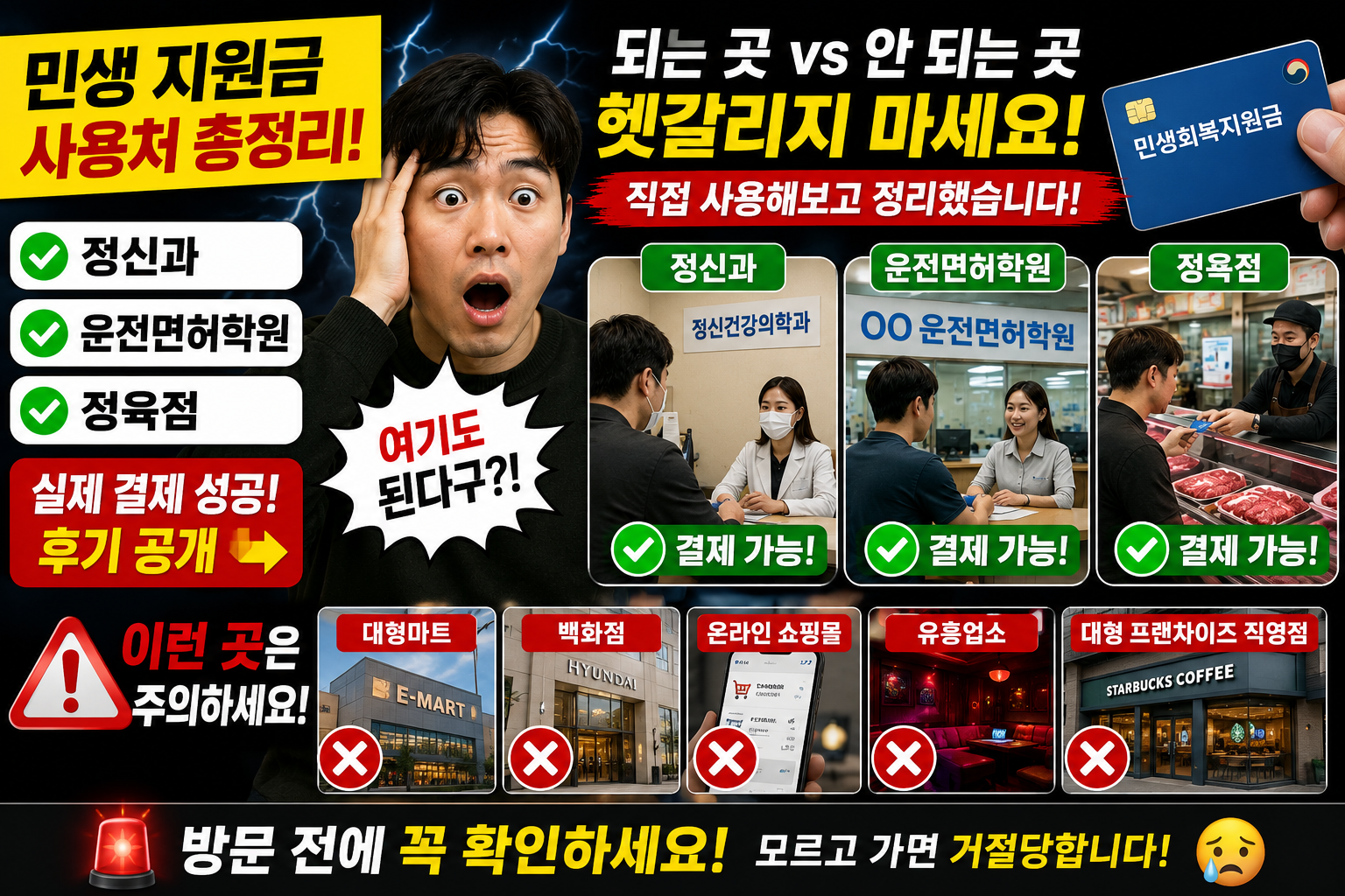 민생 지원금 사용처 총정리 - 되는곳 vs 안되는곳