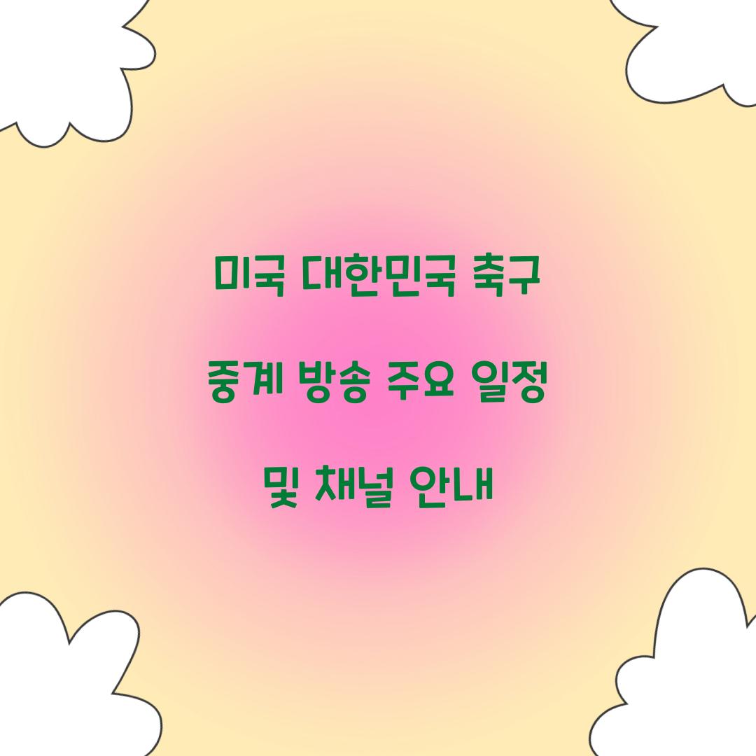 미국 대한민국 축구 중계 방송