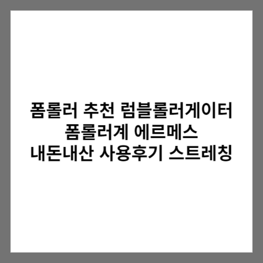 폼롤러 추천 럼블롤러게이터 폼롤러계 에르메스 내돈내산 사용후기 스트레칭