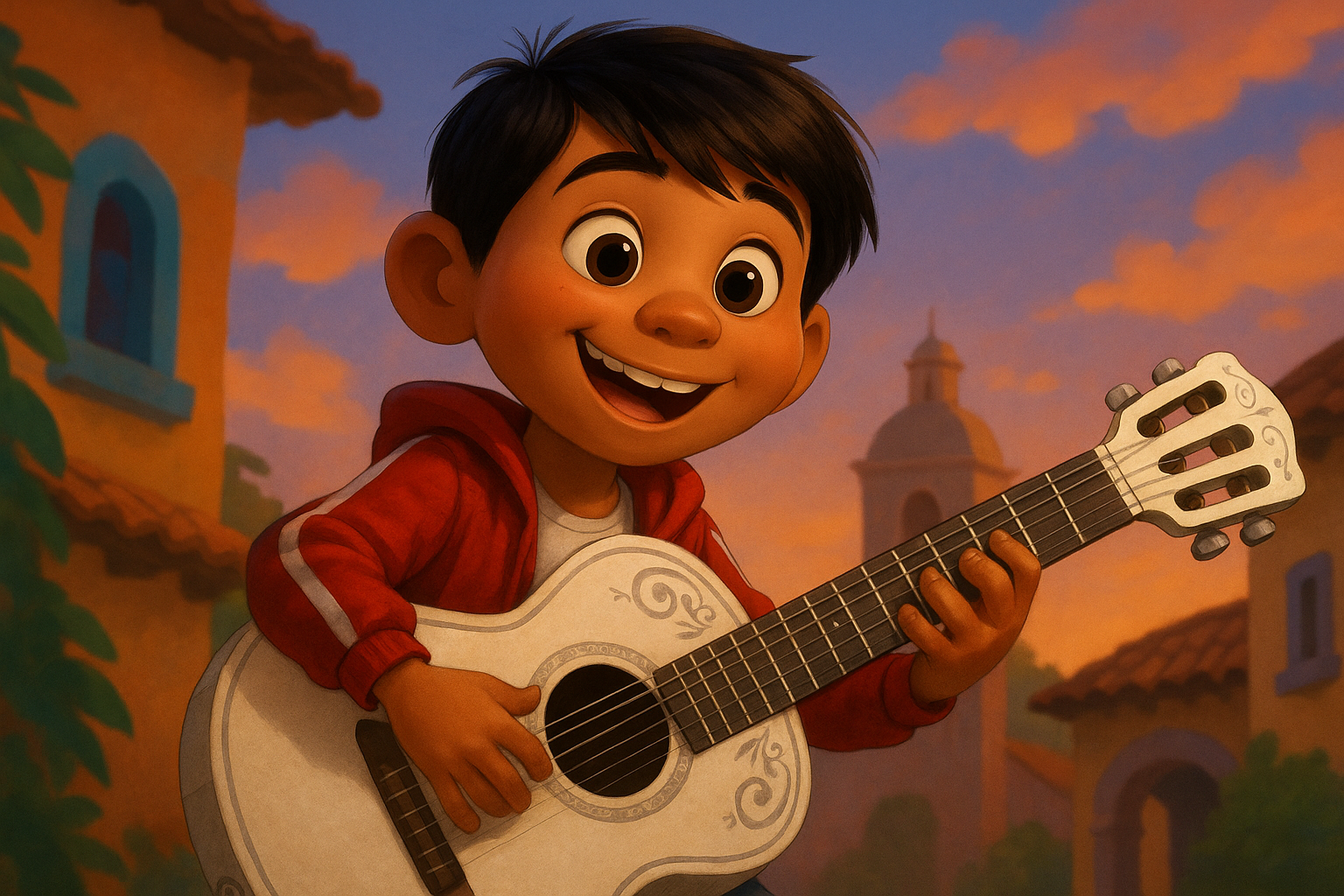 멕시코아이가 기타를 치는 모습