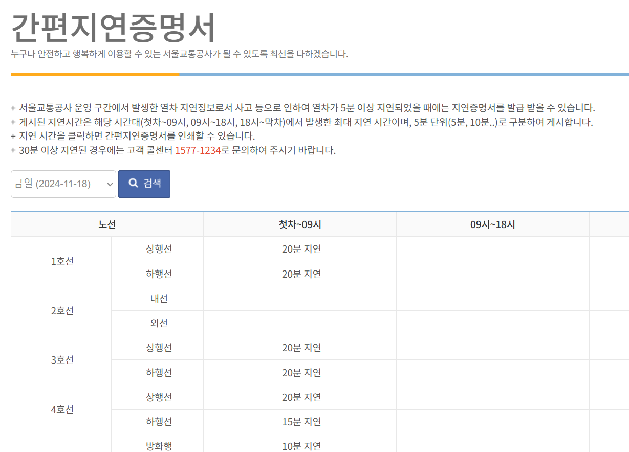 간편지연 증명서