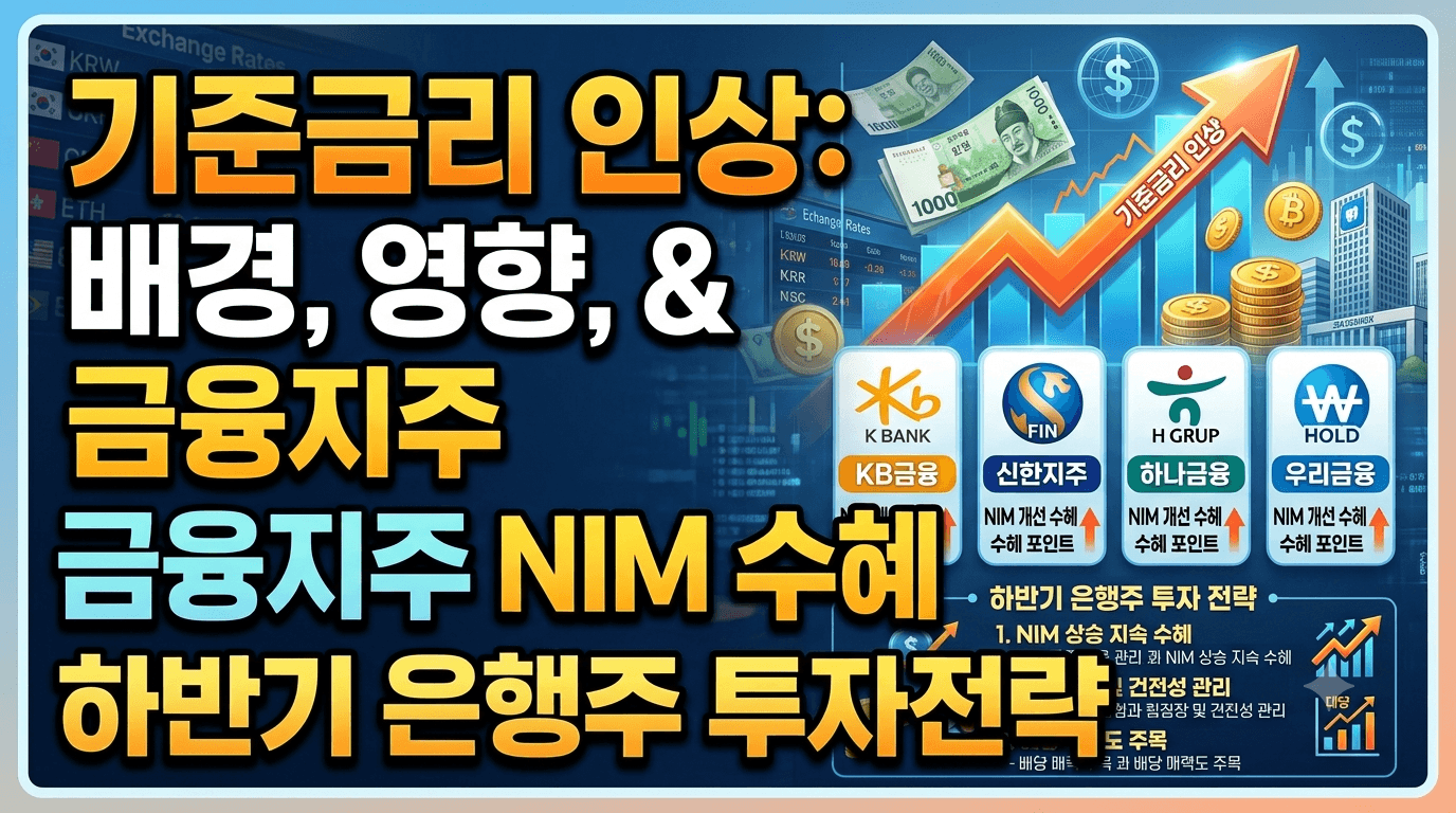 기준금리 인상 배경과 영향 및 순이자마진(NIM) 개선으로 본 주요 금융지주별 수혜 포인트와 하반기 은행주 투자 전략