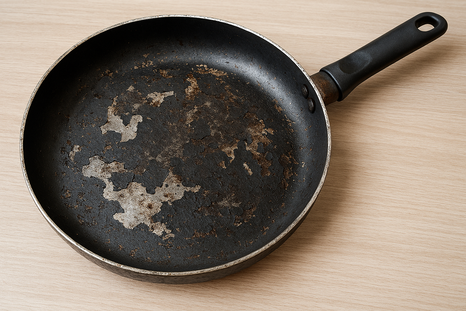 교체가 필요한 손상된 프라이팬 이미지