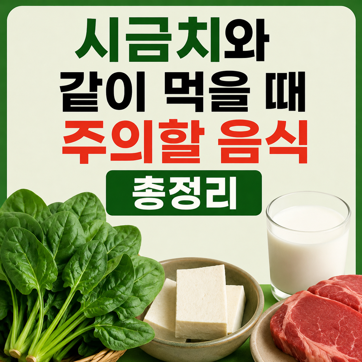 시금치와 같이 먹을 때 주의할 음식