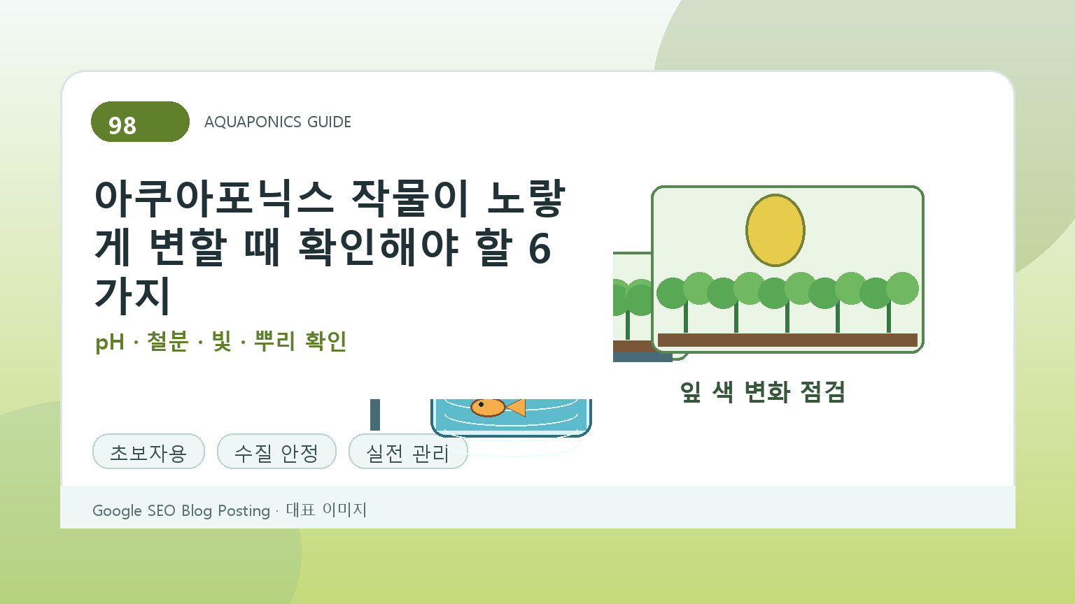 아쿠아포닉스 작물이 노랗게 변할 때 확인해야 할 6가지