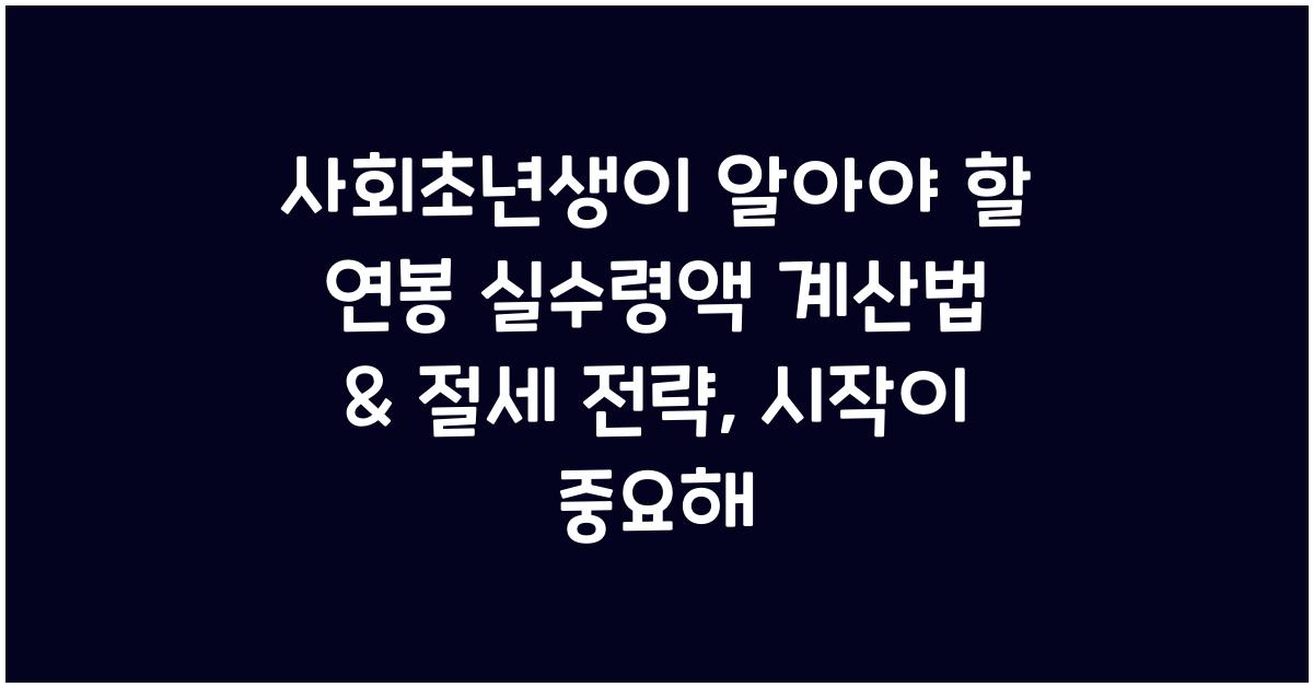 사회초년생이 알아야 할 연봉 실수령액 계산법 & 절세 전략