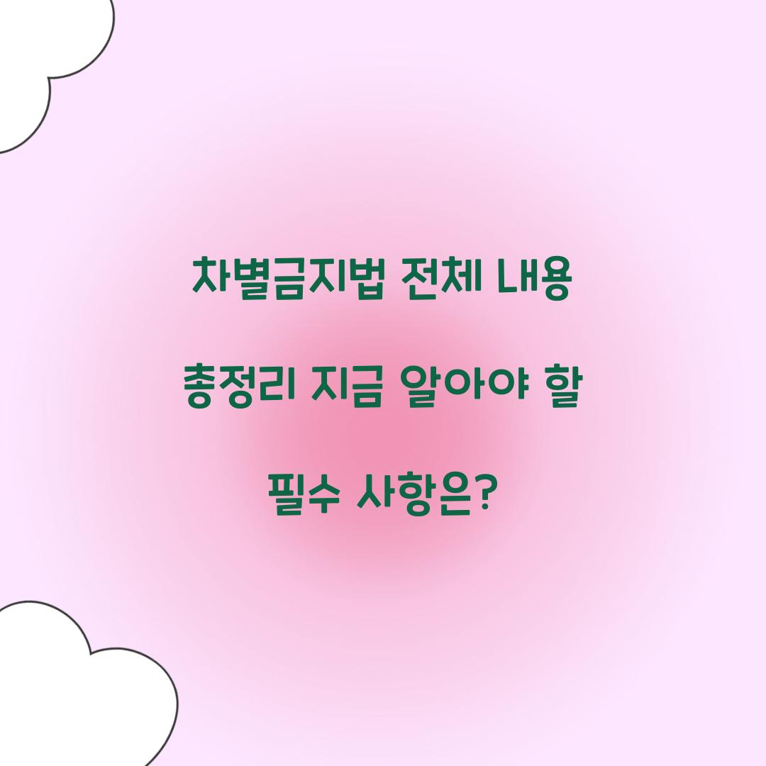 차별금지법 전체 내용 총정리