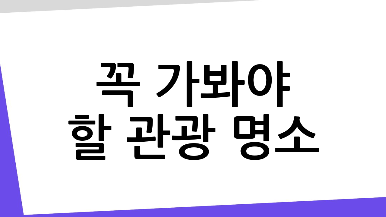 꼭 가봐야 할 관광