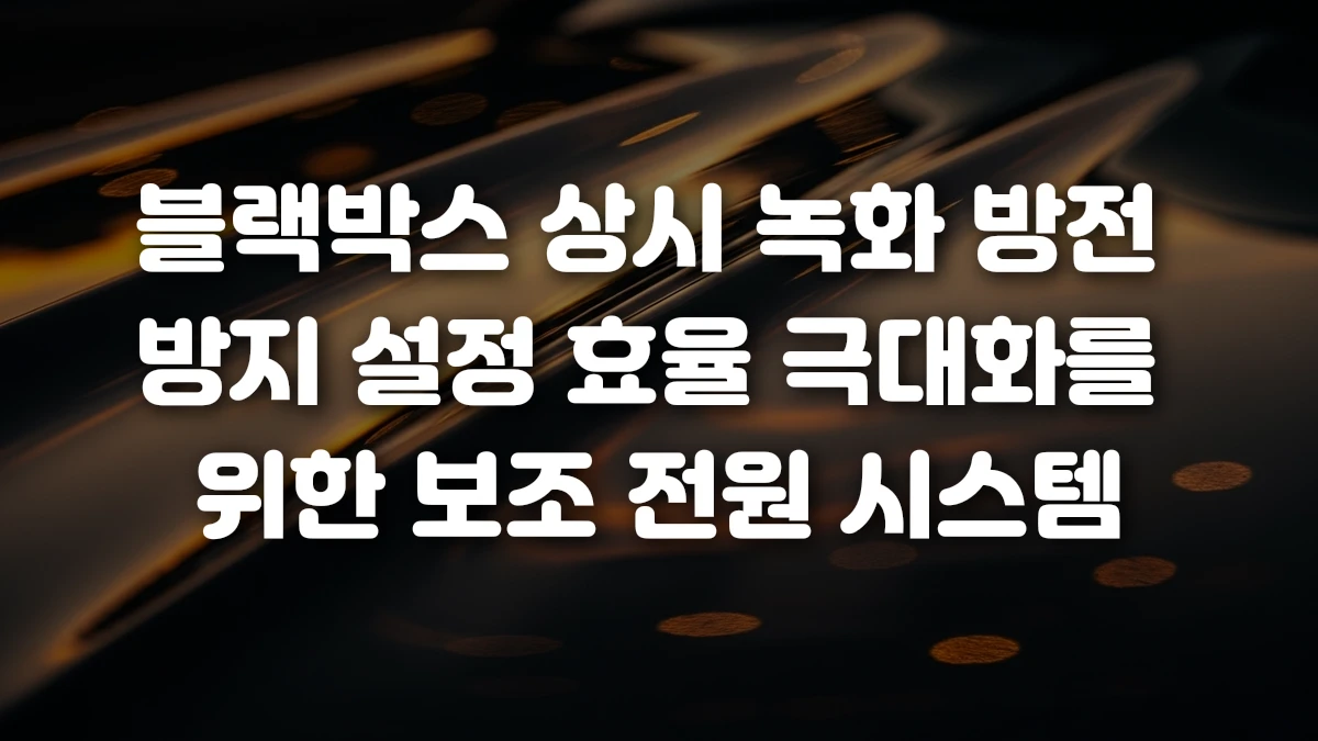 블랙박스 상시 녹화 방전 방지 설정 효율 극대화를 위한 보조 전원 시스템