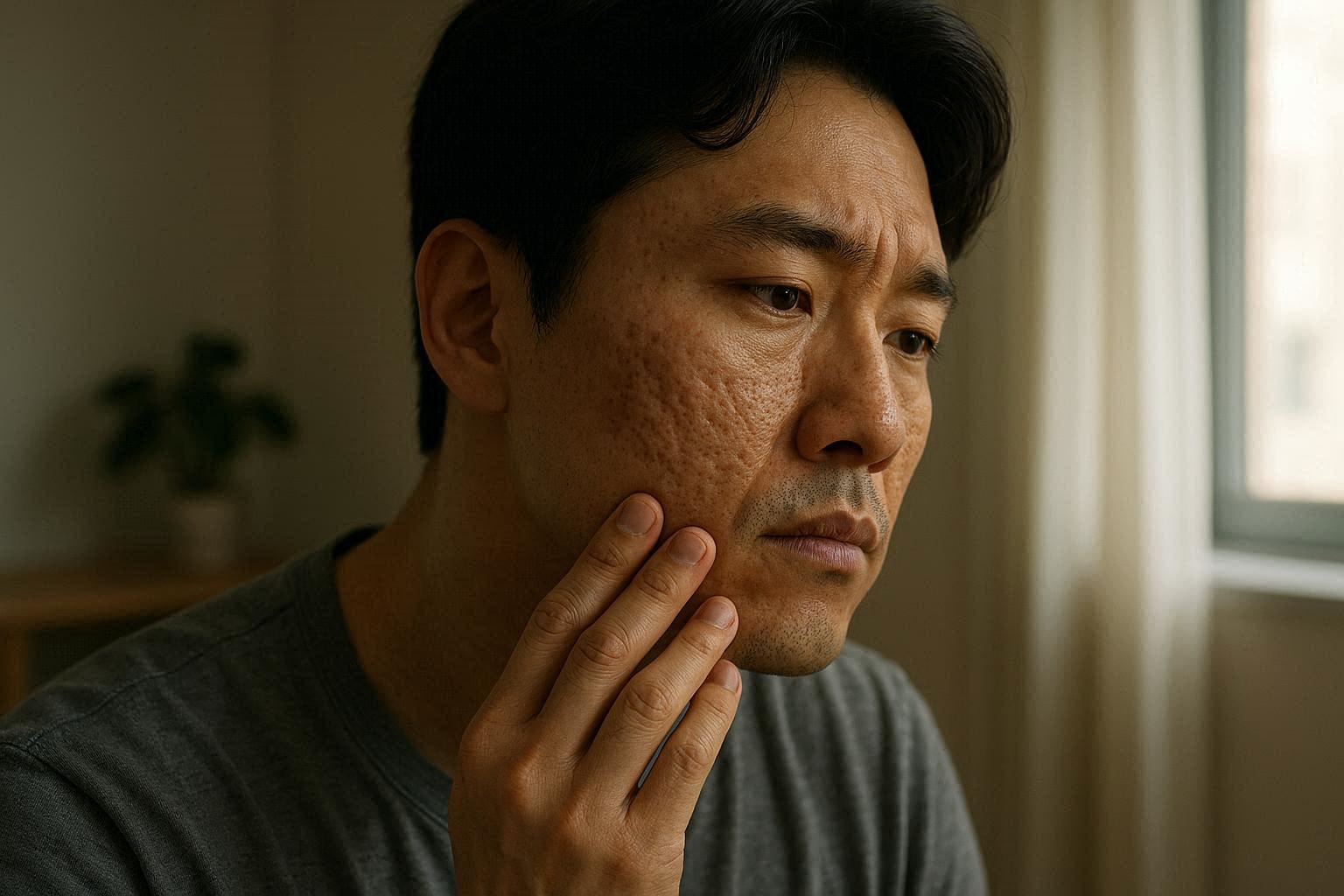 깊은 주름과 패인 흉터