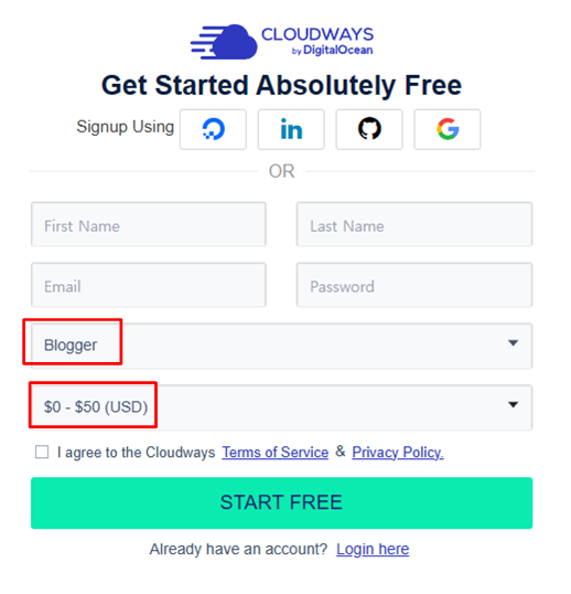 Cloudways 개설방법에 대한 사진