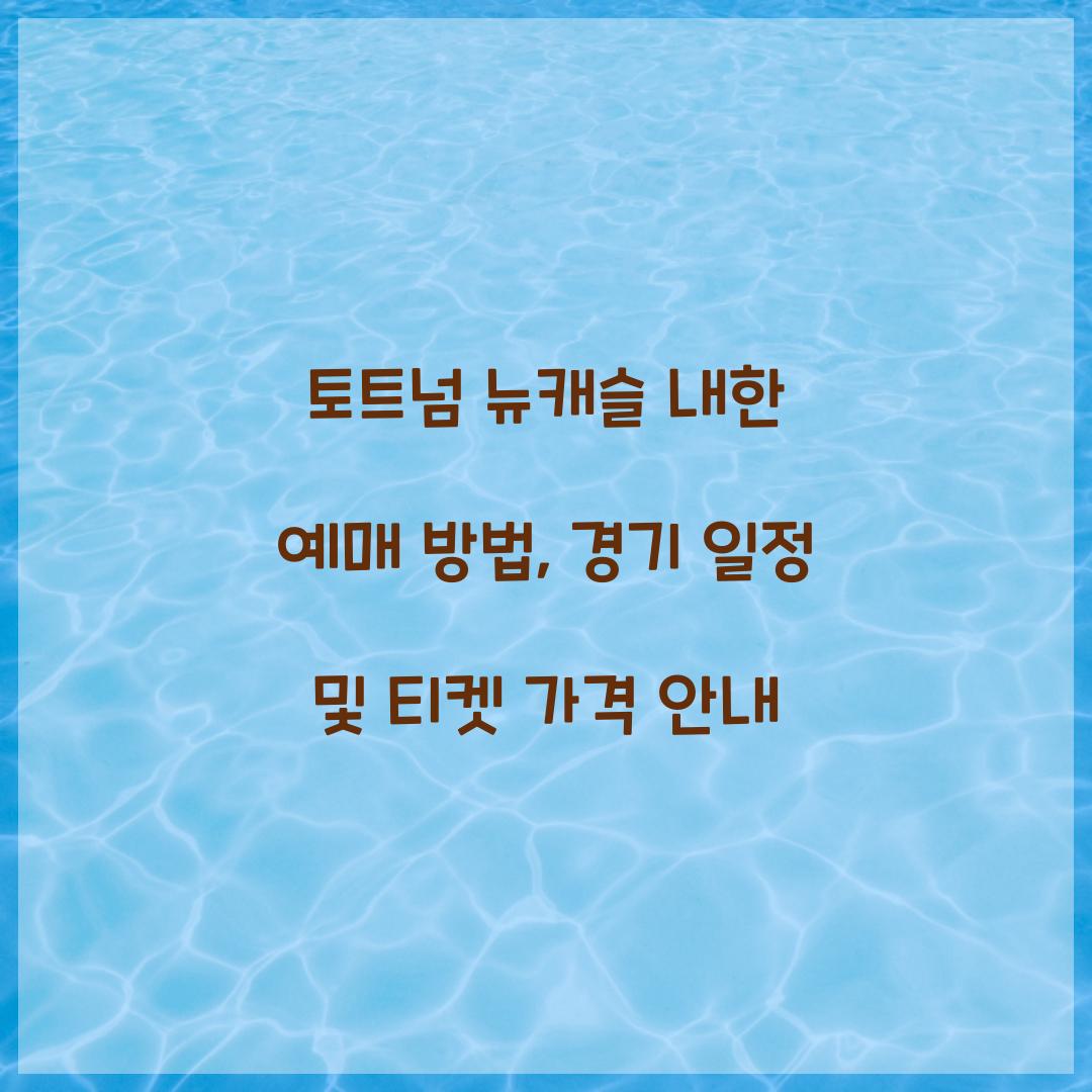 토트넘 뉴캐슬 내한 예매