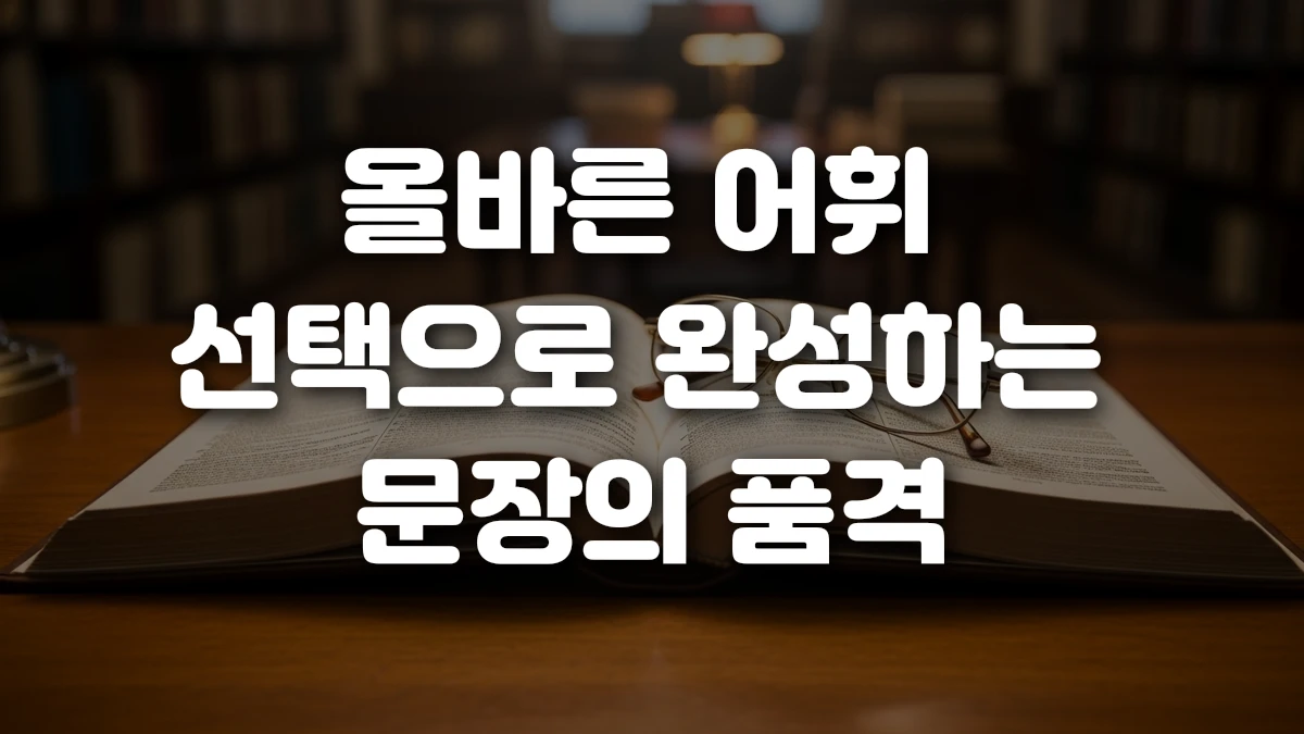 올바른 어휘 선택으로 완성하는 문장의 품격