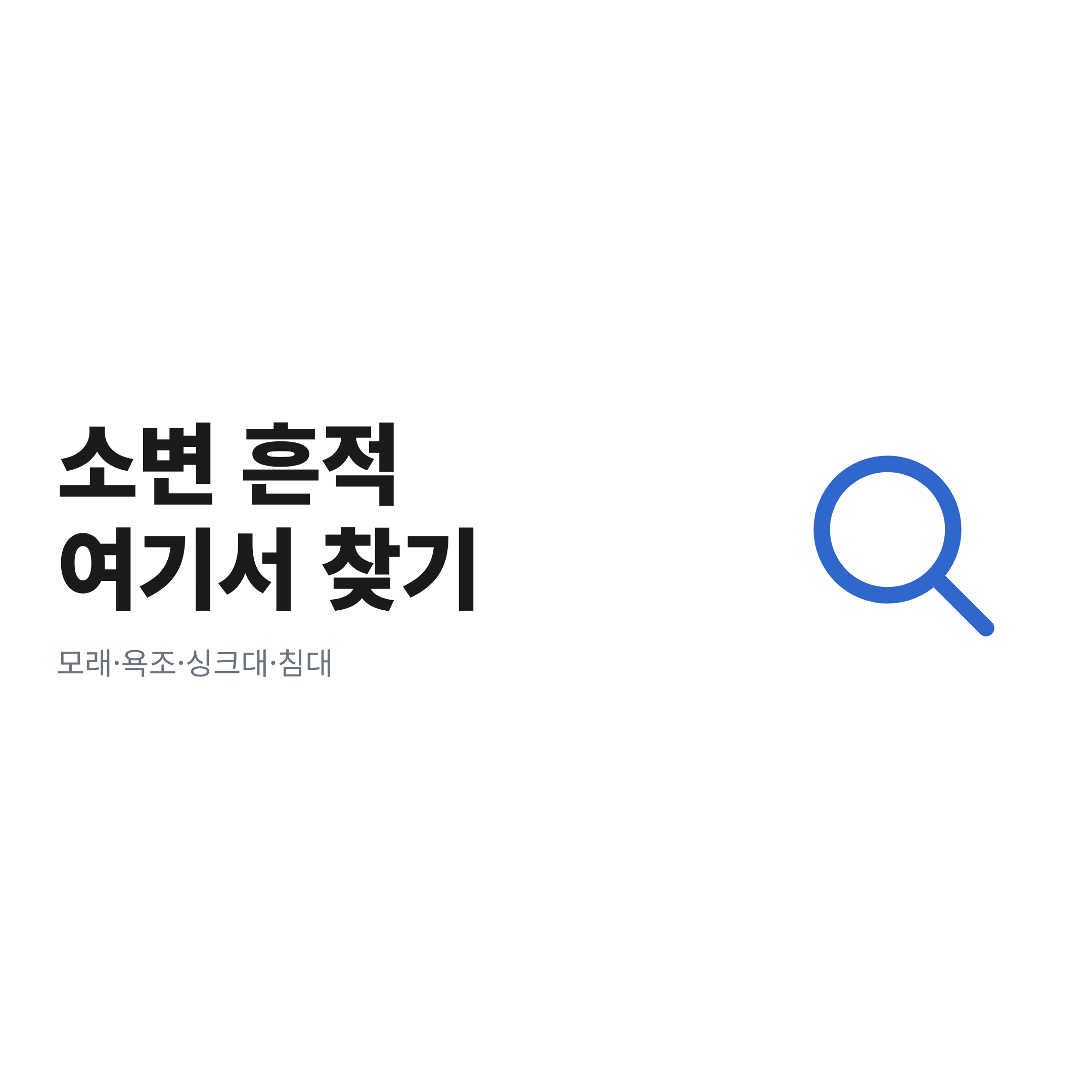 고양이 소변 흔적을 확인할 장소인 화장실 모래, 욕조, 싱크대, 침대를 정리한 그림