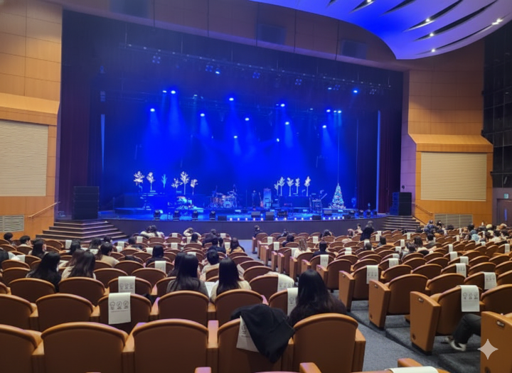 코엑스 오디토리움 내부 무대 조명과 좌석 사진