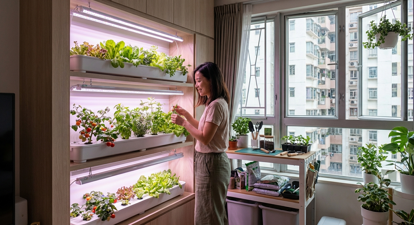 작은 아파트 공간을 활용한 실내 농업 방법