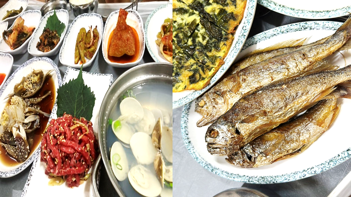 보리굴비와 간장게장, 그리고 소고기육회 등 영광 한정식 맛집 동락식당의 인기 메인 요리들
