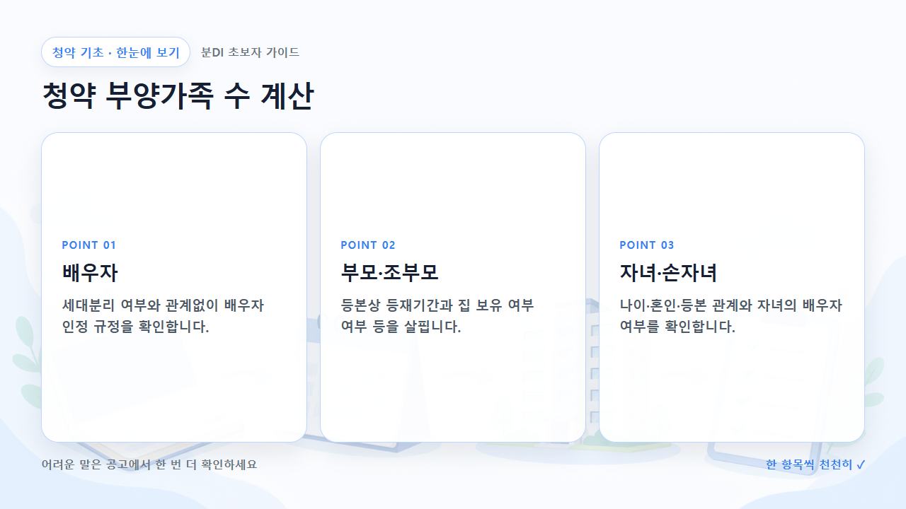 청약 부양가족 수 계산 핵심을 세 칸으로 정리한 한눈에 보기