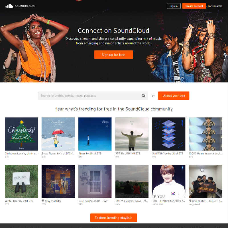 사운드클라우드-홈페이지