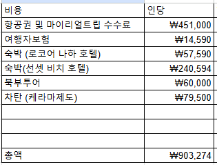 오키나와 3박4일 1인당 여행경비