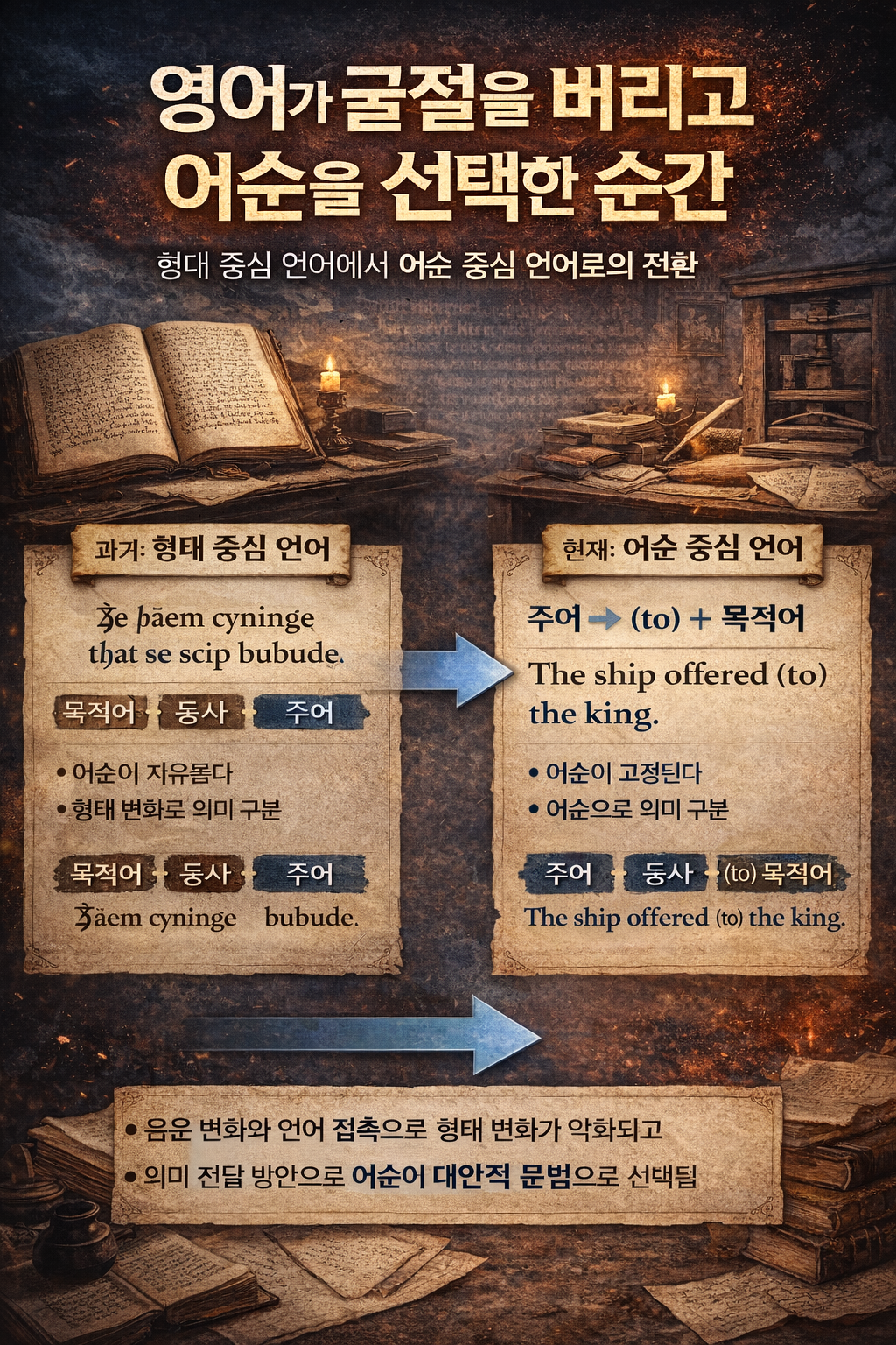 고대 영어의 굴절 약화와 어순 정착 과정