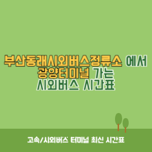 부산동래시외버스정류소에서 광양터미널 가는 시외버스 시간표 최신정보