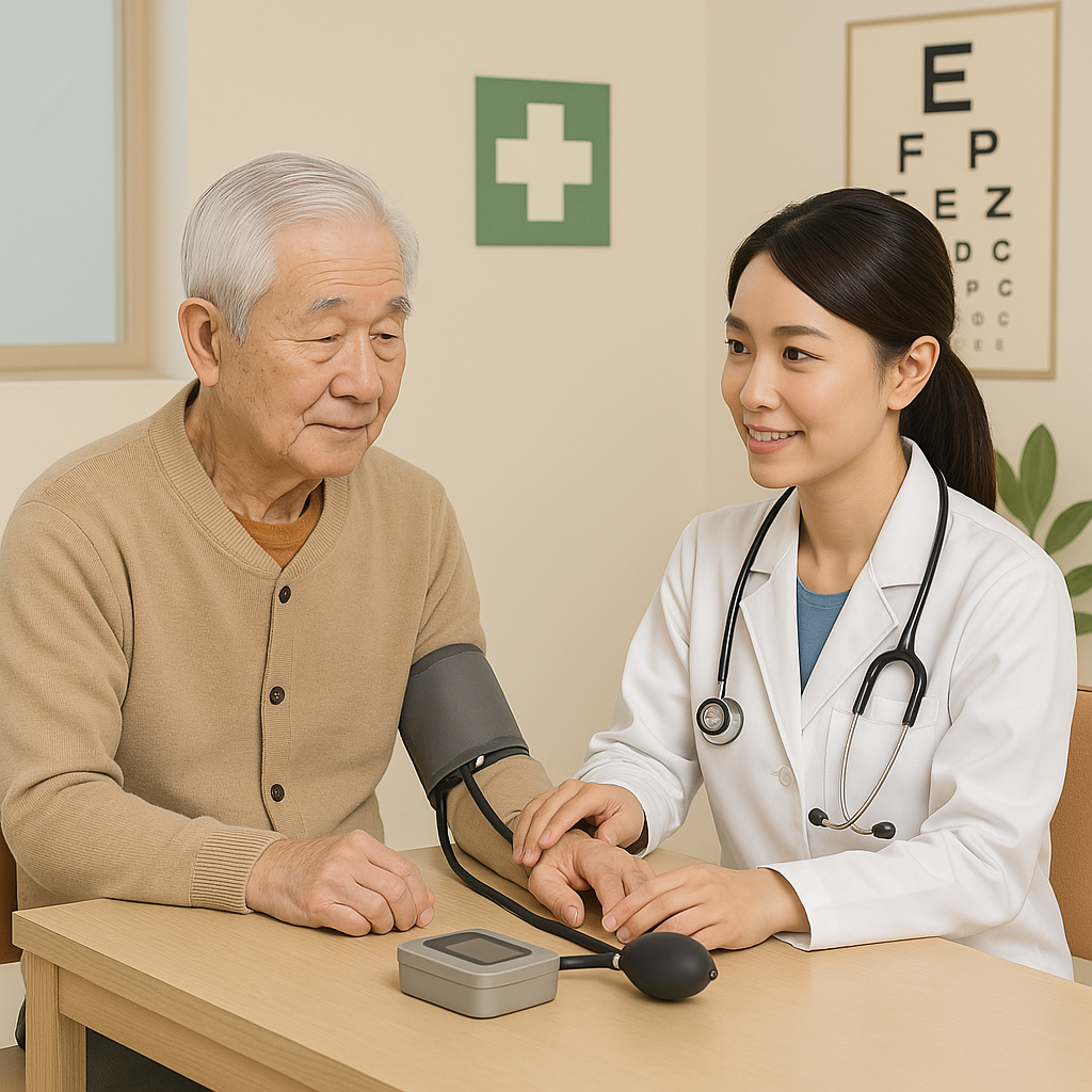혈압재고 있는 어르신