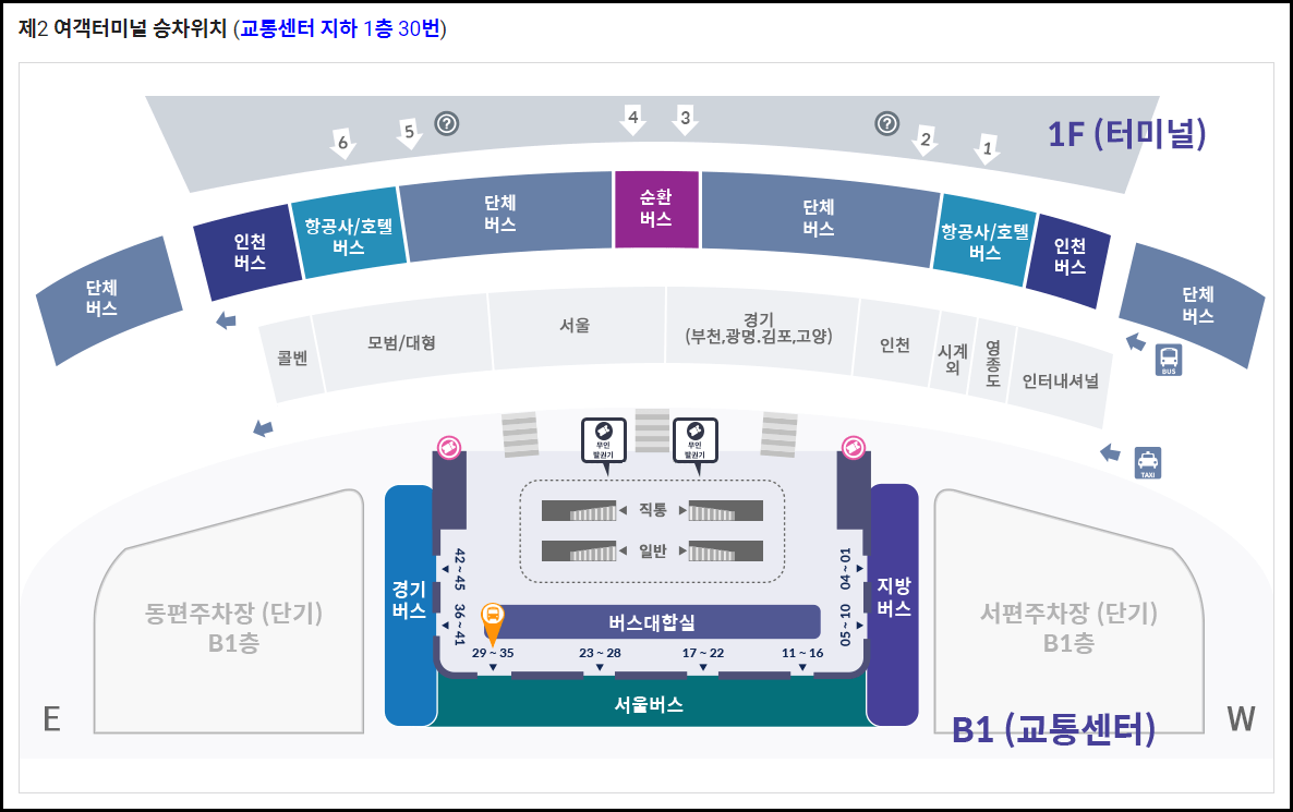 6012 공항버스 인천공항 2터미널 탑승장소