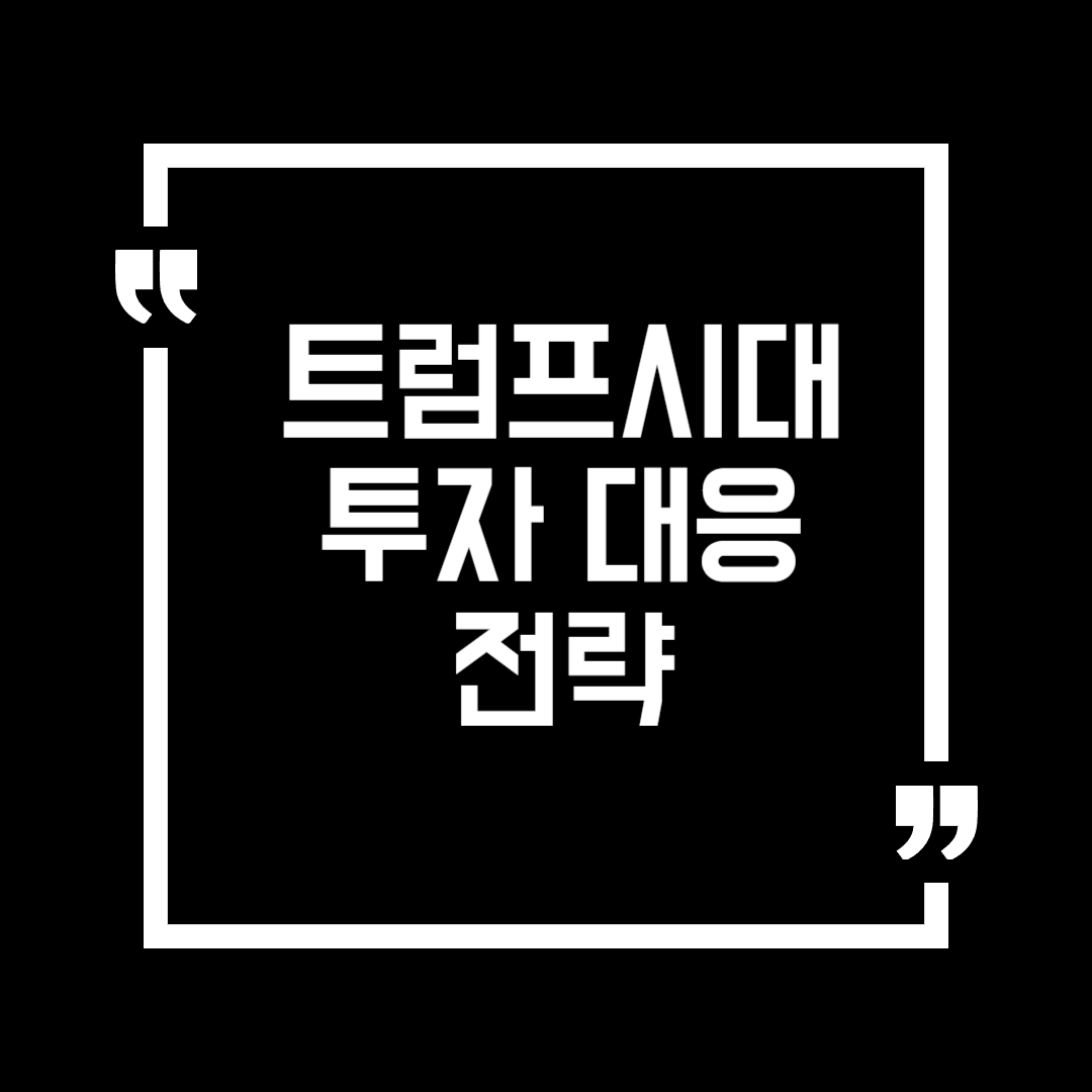 트럼프 시대 투자 대응 전략을 강조하는 텍스트 이미지, 검은 배경에 흰색 글자로 제목이 중앙에 배치된 디자인