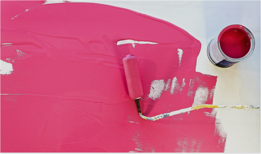분홍색-페인트, 페인트통, 롤러