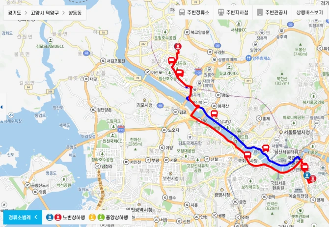 광주시-광역버스-M7412번-광역급행버스-경유지-노선도